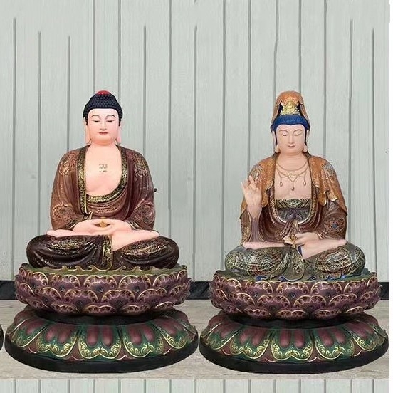 Statuie din cupru Amitabha Buda pentru templu, Buda Medic pe lotus cu Maitreya, deitate aurită la comandă