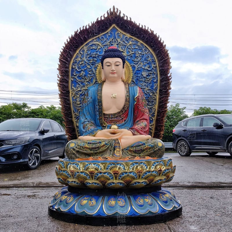 Statuie din cupru Amitabha Buda pentru templu, Buda Medic pe lotus cu Maitreya, deitate aurită la comandă