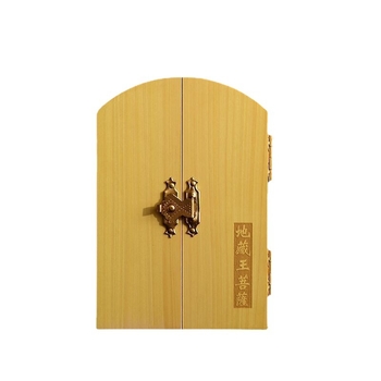Statuetă Buddha sculptată din boxwood – Bodhisattva Kṣitigarbha, în trei părți, ornament din lemn pentru cadou