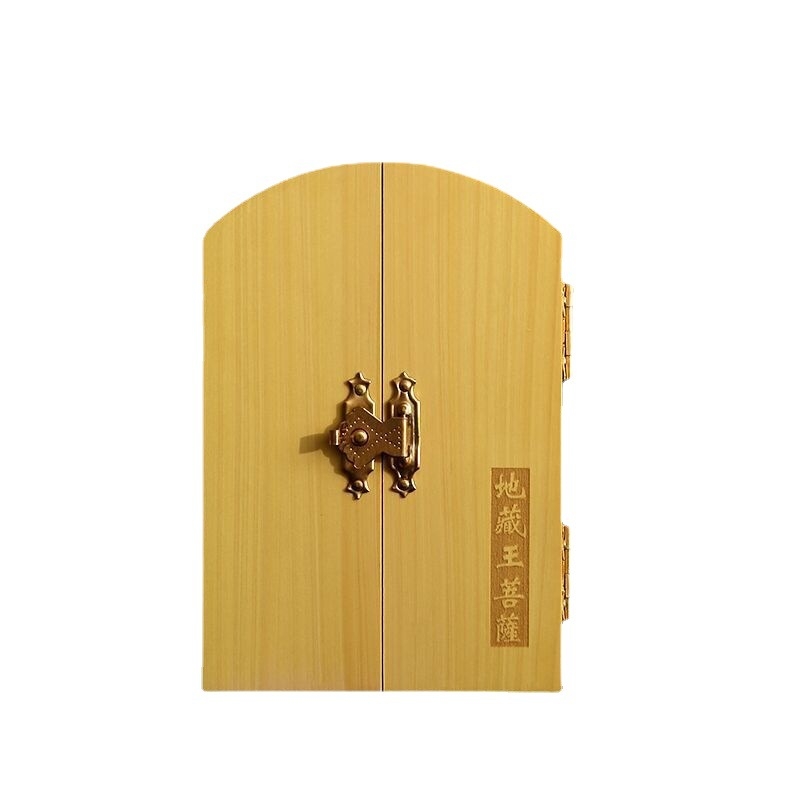 Statuetă Buddha sculptată din boxwood – Bodhisattva Kṣitigarbha, în trei părți, ornament din lemn pentru cadou