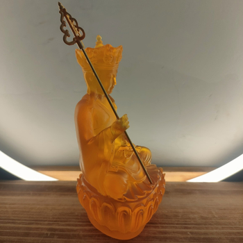 Bodhisattva Ksitigarbha, șezând pe un tron de lotus, statuetă din rășină pentru altarul de acasă