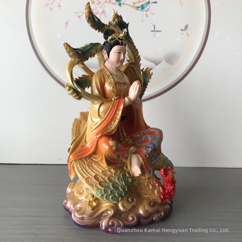 Statuie din rășină vopsită, zeița celor nouă ceruri călcând pe fenix, decor taoist pentru sufragerie, ornament de birou pentru atragerea bogăției
