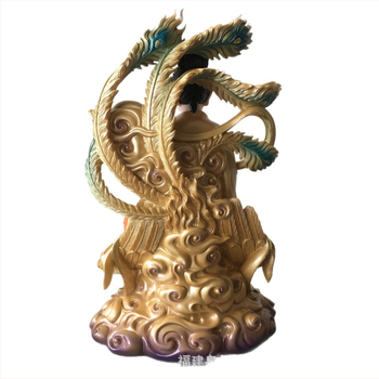 Statuie din rășină vopsită, zeița celor nouă ceruri călcând pe fenix, decor taoist pentru sufragerie, ornament de birou pentru atragerea bogăției
