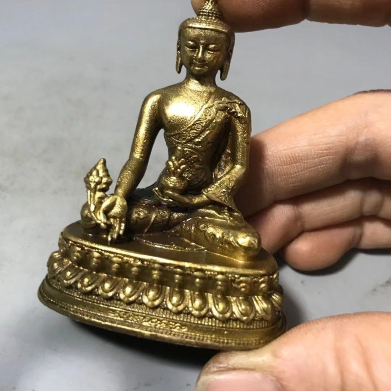 Statuetă Buddha al Medicinei din aliaj, mini statuetă pentru decorul casei