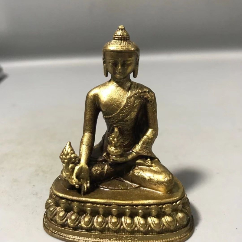 Statuetă Buddha al Medicinei din aliaj, mini statuetă pentru decorul casei