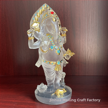 Statuetă din rășină a lui Ganesha, zeul cu cap de elefant din Asia de Sud-Est, obiect decorativ lucrat manual