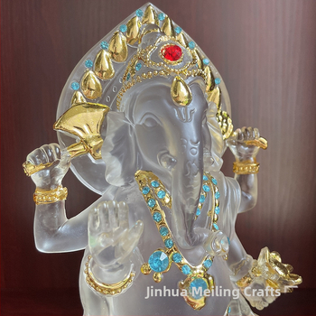 Statuetă din rășină a lui Ganesha, zeul cu cap de elefant din Asia de Sud-Est, obiect decorativ lucrat manual
