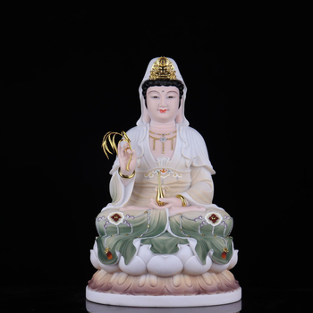 Statuia Guanyin Bodhisattva, porțelan alb gol, muntele Putuo din Nanhai, Guanyin cu copil pentru binecuvântare și pace