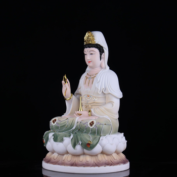 Statuia Guanyin Bodhisattva, porțelan alb gol, muntele Putuo din Nanhai, Guanyin cu copil pentru binecuvântare și pace