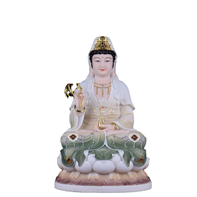 Statuia Guanyin Bodhisattva, porțelan alb gol, muntele Putuo din Nanhai, Guanyin cu copil pentru binecuvântare și pace