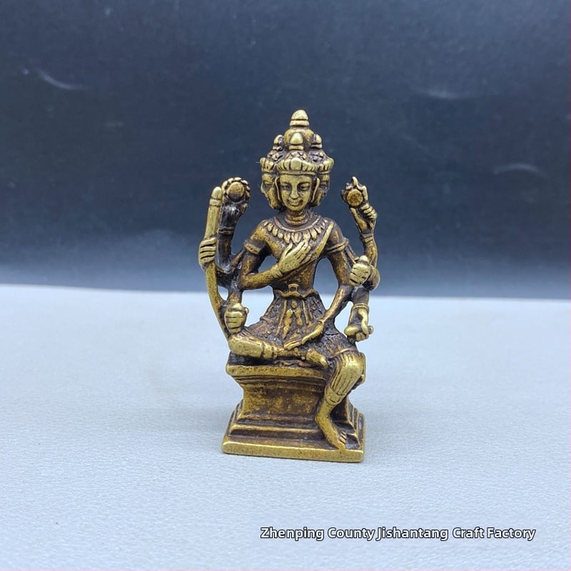 Statuie Buddha tibetan din alamă, cu patru fețe, decor pentru casă