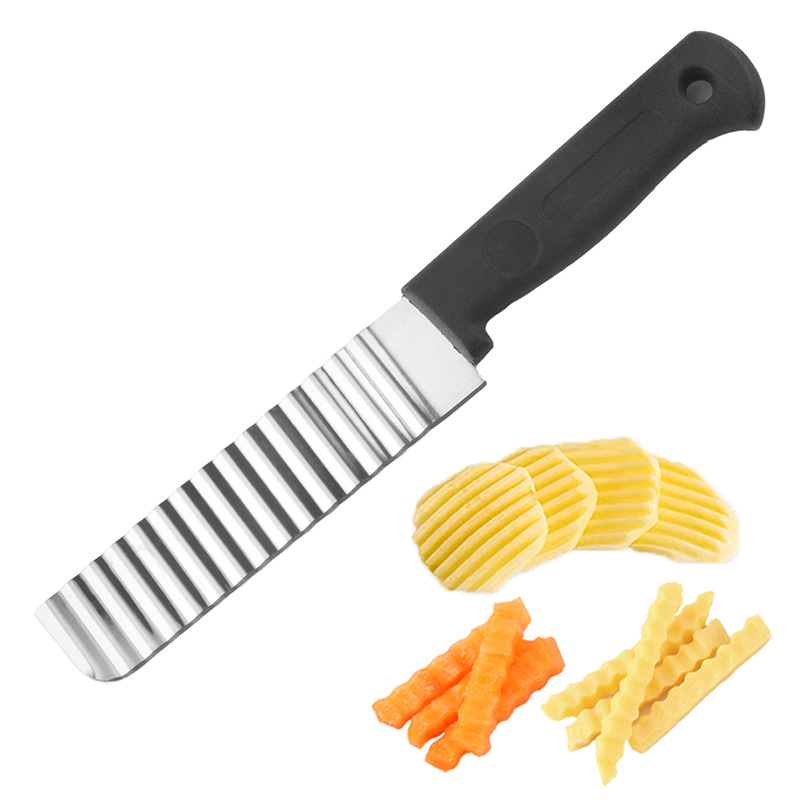 Tăietor de cartofi din oțel inoxidabil cu lamă ondulată – pentru cartofi pai și legume, utilizare casnică, multifuncțional