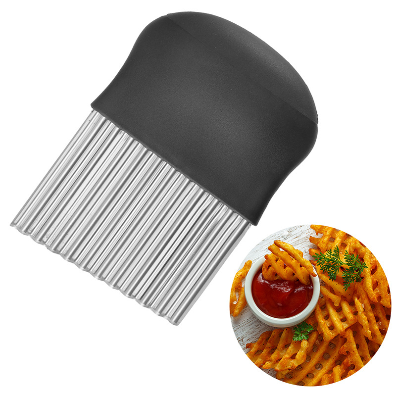 Tăietor de cartofi din oțel inoxidabil cu lamă ondulată – pentru cartofi pai și legume, utilizare casnică, multifuncțional