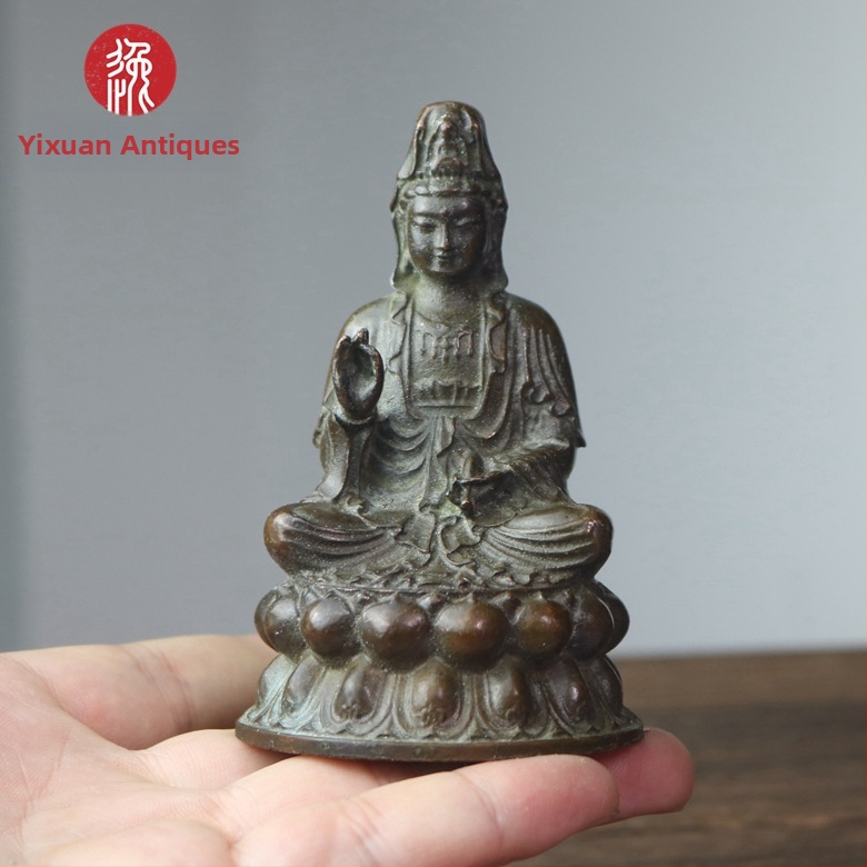 Statuetă Guanyin din aliaj – decor de casă în stil antic, obiect de colecție