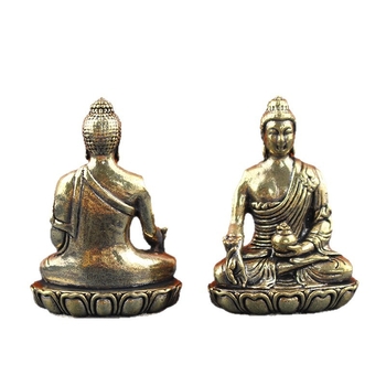 Buda Medic din alamă și Bodhisattva Guanyin – Ornament mic pentru masa de cafea din living