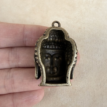 Cap de Buddha din alamă, statuie Shakyamuni, pandant decorativ, inspirație Zen