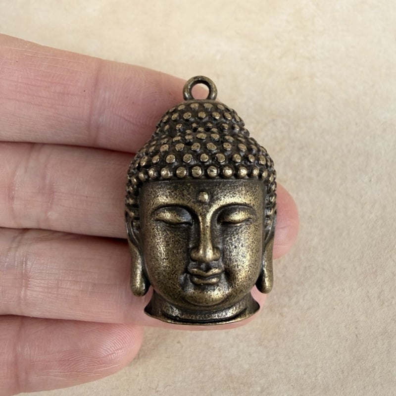 Cap de Buddha din alamă, statuie Shakyamuni, pandant decorativ, inspirație Zen