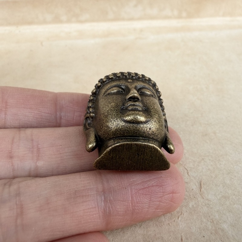 Cap de Buddha din alamă, statuie Shakyamuni, pandant decorativ, inspirație Zen