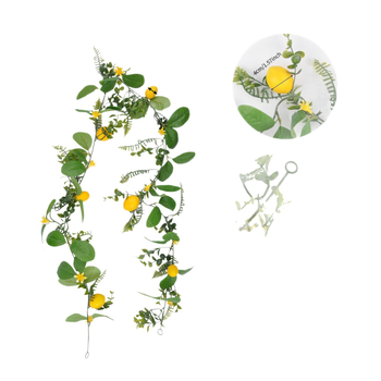 Ghirlandă artificială din răchită cu lămâi – decor de primăvară-vară, plantă verde pentru uși și pereți, decor pentru nunți și sărbători