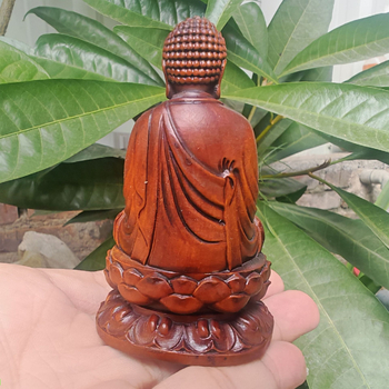 Statuie Buddha Shakyamuni din boxwood pentru decor auto și decor interior
