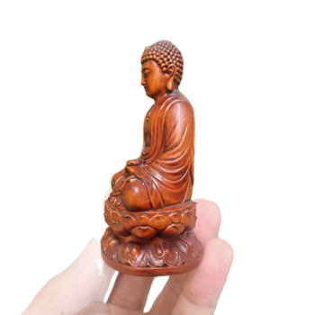 Statuie Buddha Shakyamuni din boxwood pentru decor auto și decor interior
