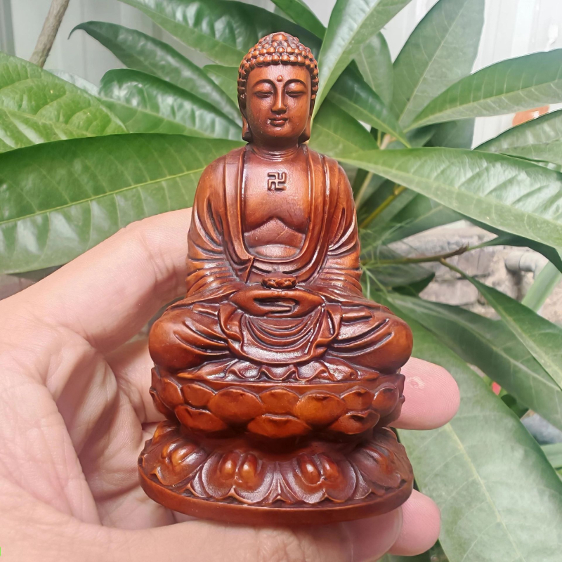 Statuie Buddha Shakyamuni din boxwood pentru decor auto și decor interior