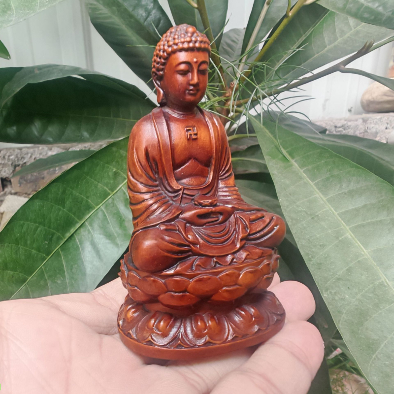 Statuie Buddha Shakyamuni din boxwood pentru decor auto și decor interior