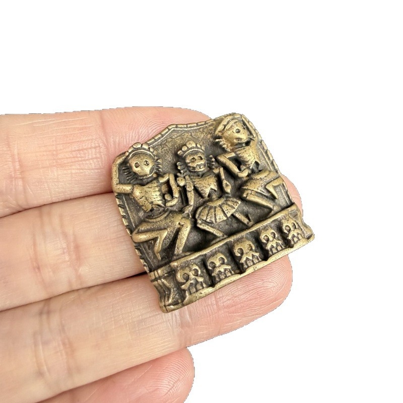 Pandantiv Buddha din alamă, stil tibetan, etichetă Sutdalin, brățară cu mărgele vintage