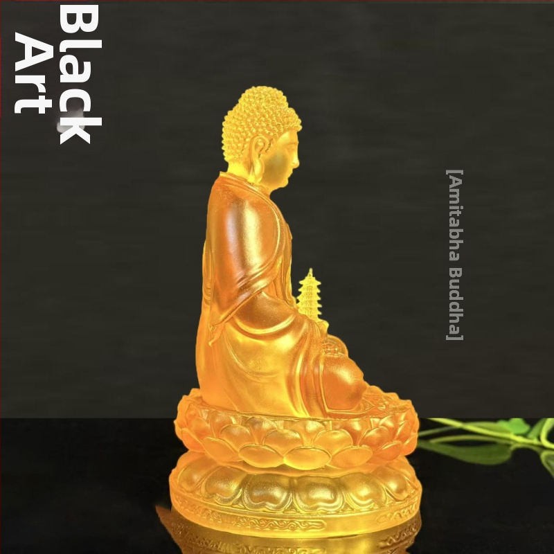 Statuie Buddha Medicina, din cristal alb, decor pentru living