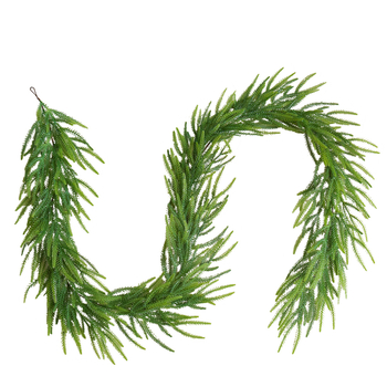 Plantă artificială Norfolk Pine și viță de ratán pentru decor de Crăciun la șemineu și decor interior