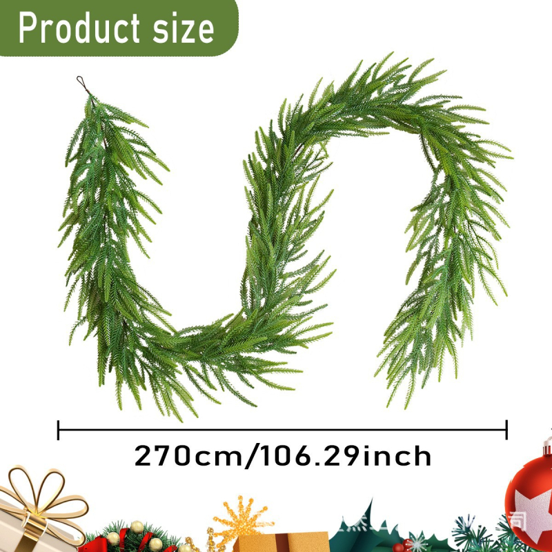 Plantă artificială Norfolk Pine și viță de ratán pentru decor de Crăciun la șemineu și decor interior