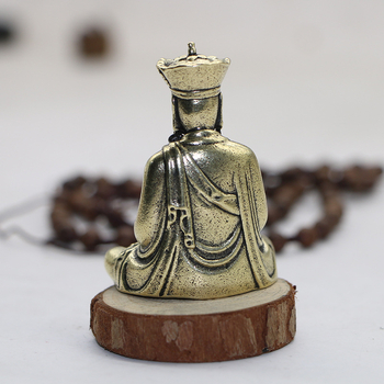 Statuetă Ksitigarbha Bodhisattva din cupru pur, mini portabilă, decor Zen