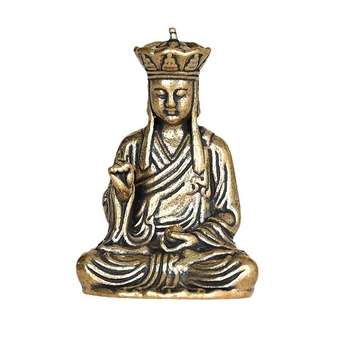 Statuetă Ksitigarbha Bodhisattva din cupru pur, mini portabilă, decor Zen