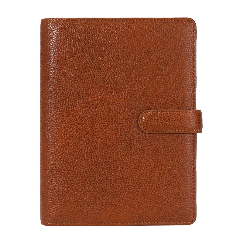 Bloc-notes din piele cu model Lychee, logo personalizat, închidere cu cataramă, foi detașabile, 80 pagini, dimensiuni A5 și B5
