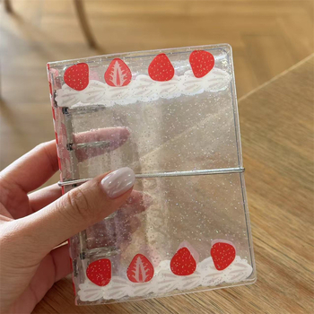 Stil Insta Cream Strawberry M5 caiet cu foi detașabile, husă PVC rigidă, album de 3 inchi pentru carduri mici, caiet transparent