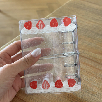 Stil Insta Cream Strawberry M5 caiet cu foi detașabile, husă PVC rigidă, album de 3 inchi pentru carduri mici, caiet transparent