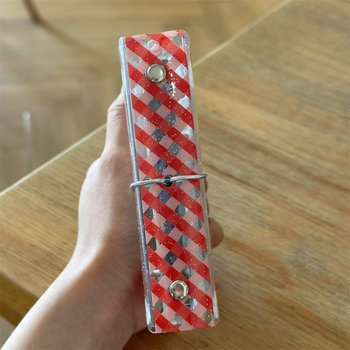 Stil Insta Cream Strawberry M5 caiet cu foi detașabile, husă PVC rigidă, album de 3 inchi pentru carduri mici, caiet transparent