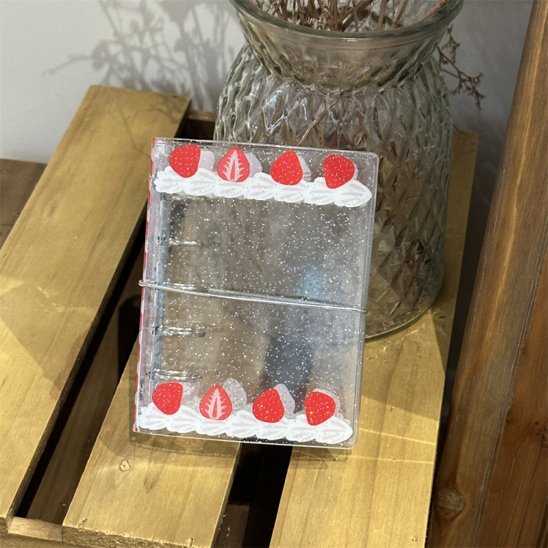 Stil Insta Cream Strawberry M5 caiet cu foi detașabile, husă PVC rigidă, album de 3 inchi pentru carduri mici, caiet transparent