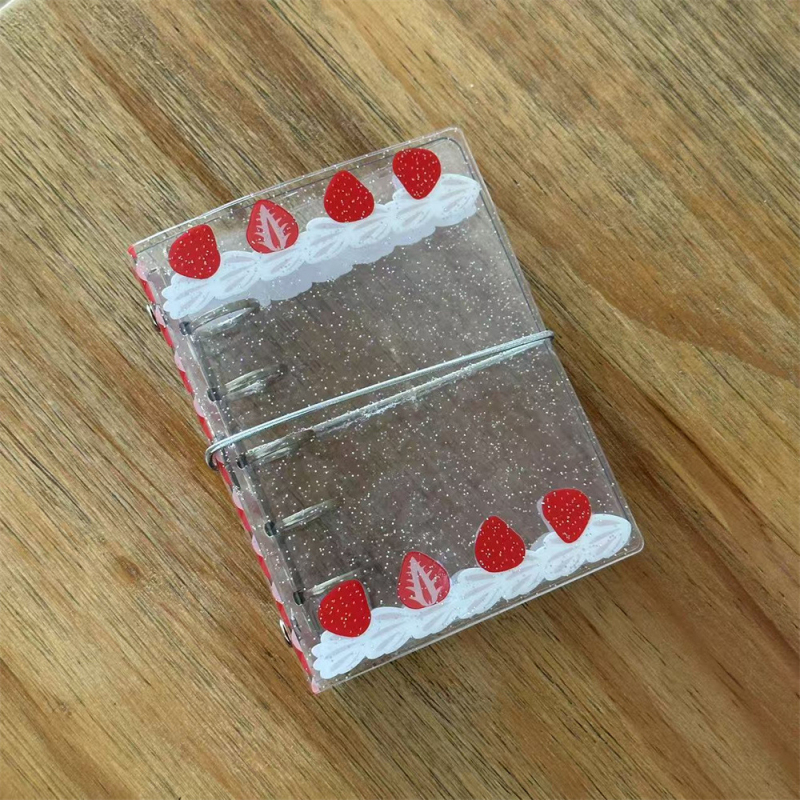 Stil Insta Cream Strawberry M5 caiet cu foi detașabile, husă PVC rigidă, album de 3 inchi pentru carduri mici, caiet transparent