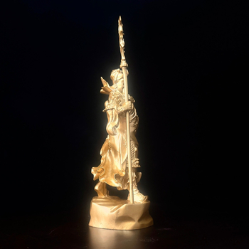 Statuie Guan Gong pentru birou și living, sculptură metalică în stil chinezesc, cadou ideal pentru inaugurare.