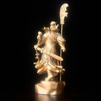 Statuie Guan Gong pentru birou și living, sculptură metalică în stil chinezesc, cadou ideal pentru inaugurare.