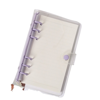 Stil Insta coreean, pagini interioare transparente, format A7 pătrat, copertă PVC, clip-book A6 mov-roz