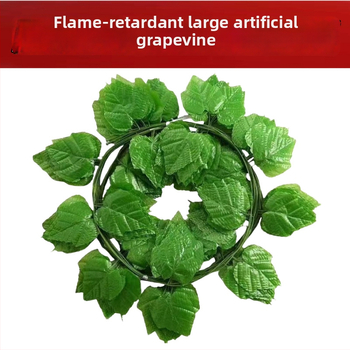 Ratan artificial cu frunze de viță, rezistent la foc B1, decor pentru plante verzi, lungime 2,2 m, 200 frunze pe bandă, material TPE.
