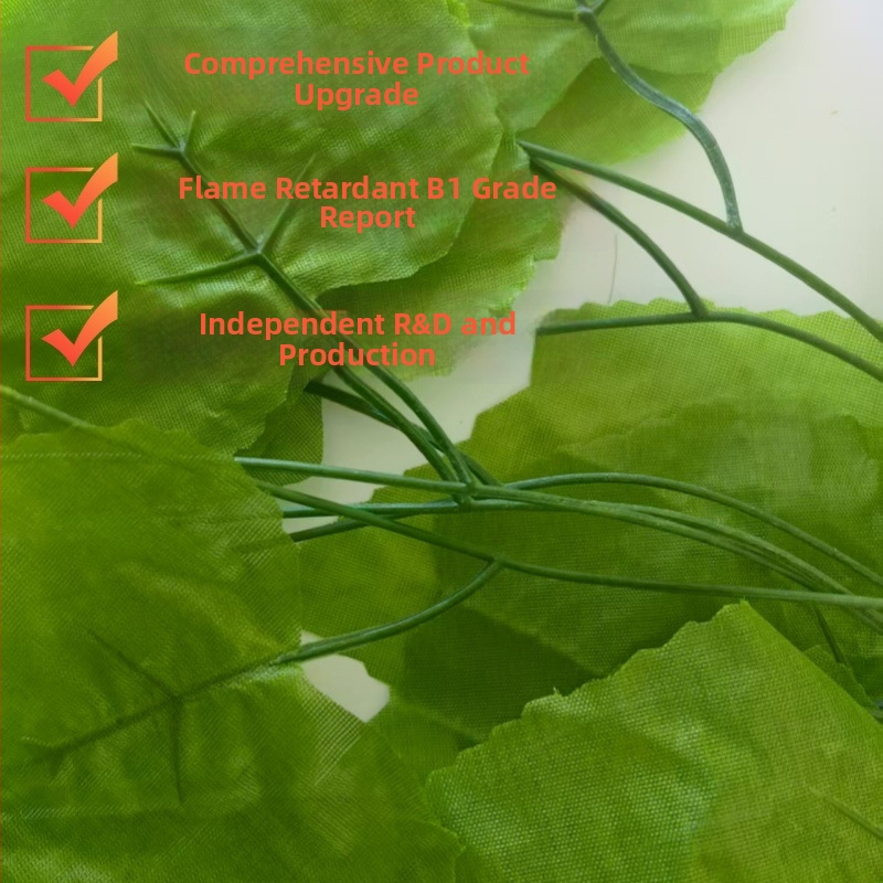Ratan artificial cu frunze de viță, rezistent la foc B1, decor pentru plante verzi, lungime 2,2 m, 200 frunze pe bandă, material TPE.
