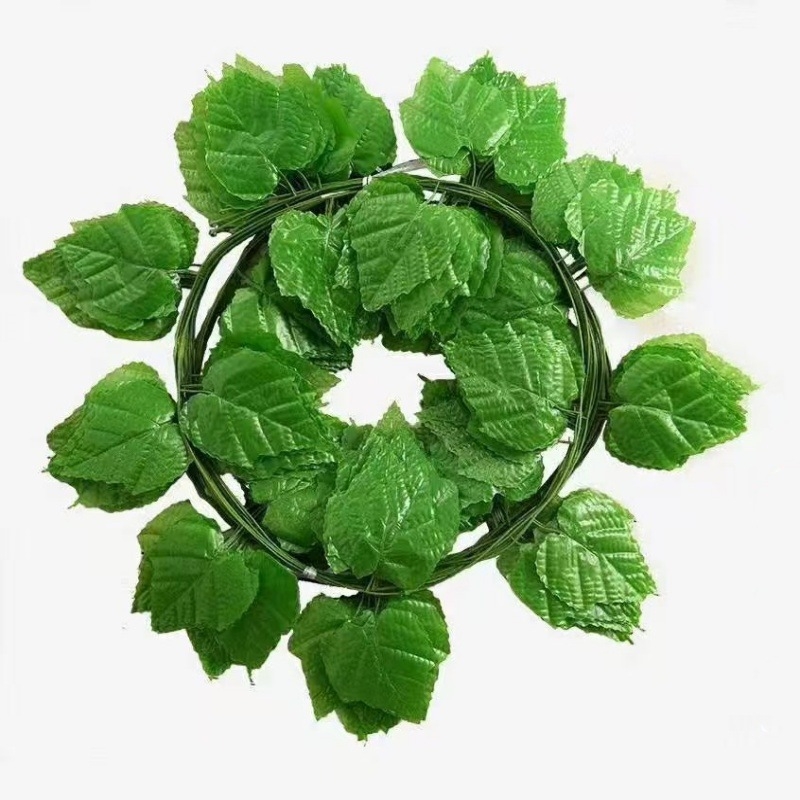 Ratan artificial cu frunze de viță, rezistent la foc B1, decor pentru plante verzi, lungime 2,2 m, 200 frunze pe bandă, material TPE.