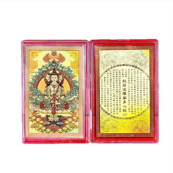 Statuetă colorată personalizată a lui Dumnezeu al prosperității, cu cinci fețe și card de aur, opt zeități protectoare, Thangka templu – card cadou, personalizare