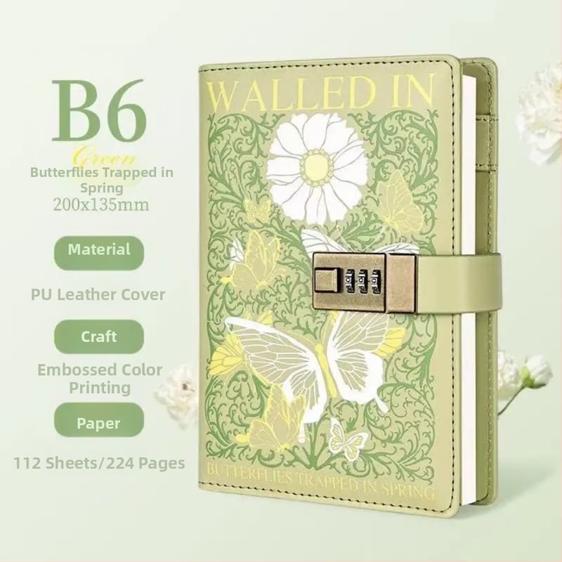 Jurnal cu parolă cu lacăt, notebook creativ, stil minimalist elegant, în stil japonez și coreean