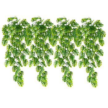 Decor de perete din ratan cu plantă artificială verde și liane din plastic