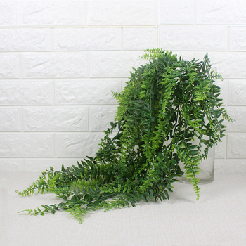 Plantă agățătoare artificială cu ferigă, iarbă persană şi textură de rattan, verde