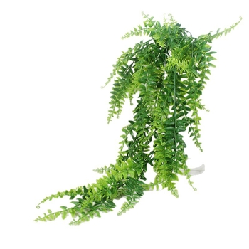 Plantă agățătoare artificială cu ferigă, iarbă persană şi textură de rattan, verde